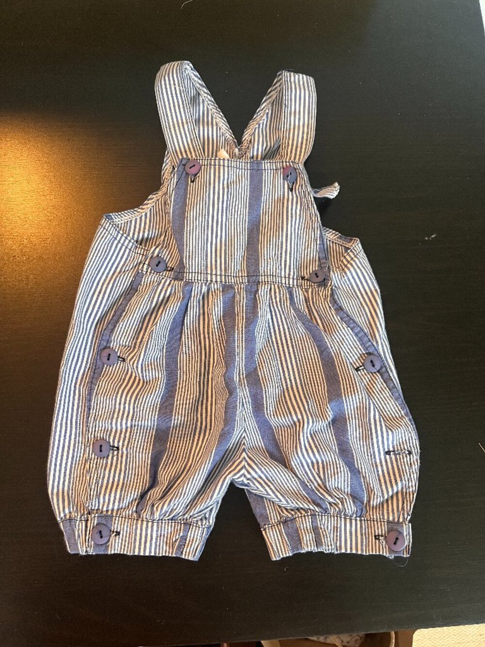 [$2 in a bundle] Blue stripes 6 mo overalls outfit